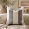 Cream Textured Pillow Cover 20x20 | Neutral Black Striped Throw Pillow Cover | Modern Boho Decorative Cushion Cover